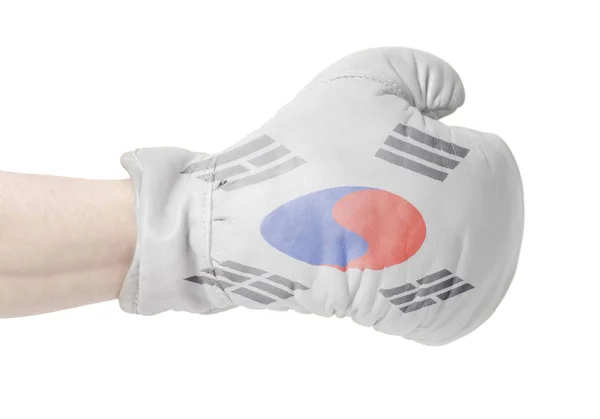 Dél Koreai Zászló Box Kesztyű Elszigetelt Fehér Background — Stock Fotó