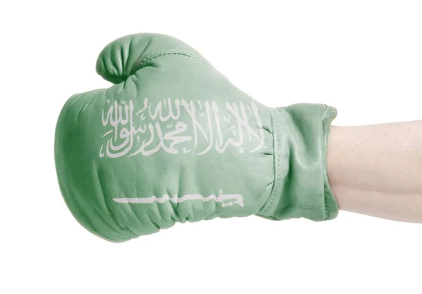 Bayrak Suudi Arabistan Krallığı Boks Eldiven Beyaz Bir Arka Plan — Stok fotoğraf
