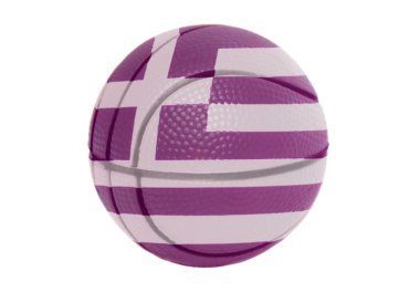 Yunanistan bayrağı üzerinde beyaz bir arka plan üzerinde izole voleybol topu