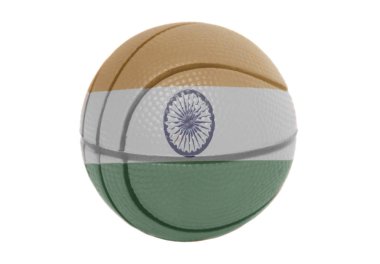 Beyaz bir arka plan üzerinde izole voleybol topu Hindistan bayrağı