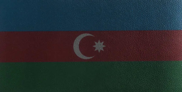 Vlag Van Azerbeidzjan Lederen Textuur Achtergrond Close — Stockfoto