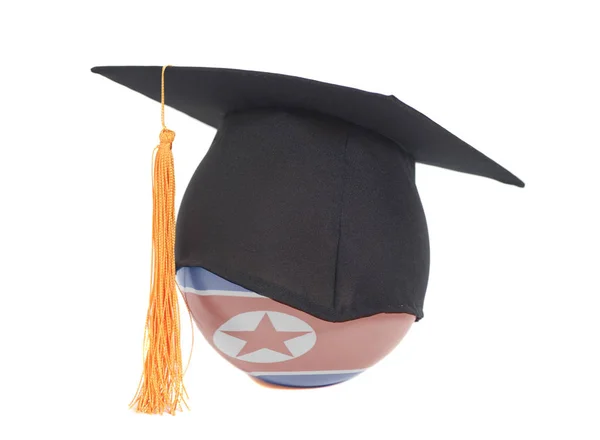 Graduation Cap Vlag Van Noord Korea Geïsoleerd Een Witte Achtergrond — Stockfoto