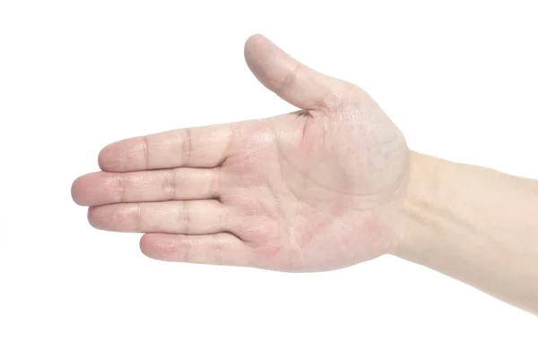 Człowiek Ręka Znak Izolowane Białym Tle — Zdjęcie stockowe