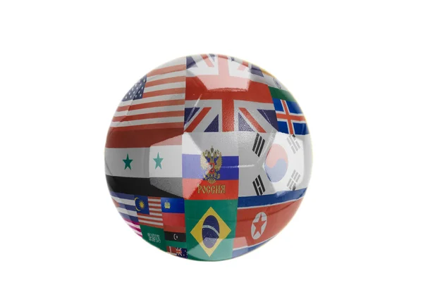 Bandeiras Todos Países Bola Futebol Isolado Fundo Branco — Fotografia de Stock