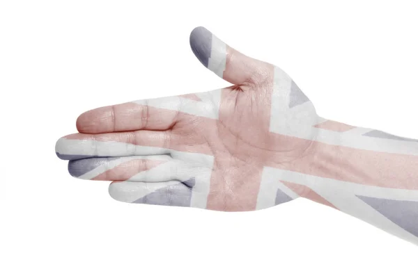 Man Hand Sign British Flag Isolated White Background — Stock Photo, Image