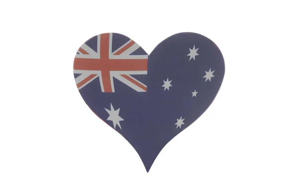 Coeur Avec Drapeau Australie Isolé Sur Fond Blanc — Photo