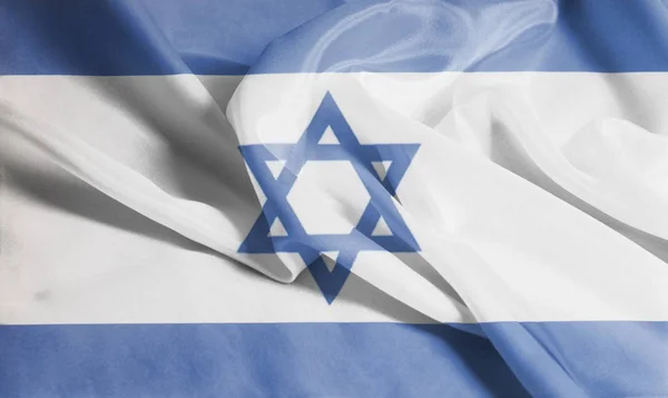 Hullámzott Izrael Zászló Integet Hátterét Zár Megjelöl — Stock Fotó