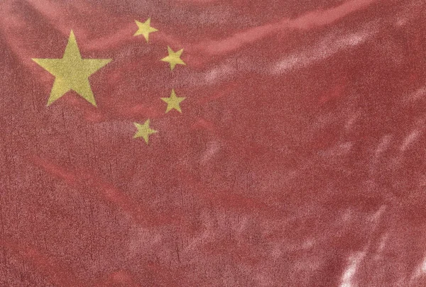 China Flag Fabric Background Texture Close — Stock Photo, Image