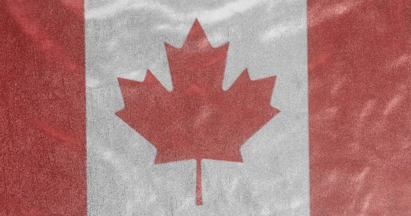 生地背景テクスチャにカナダの国旗をクローズ アップ — ストック写真