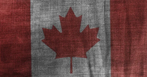 Kanada Flagge Auf Jeans Jeans Textur Hintergrund Nahaufnahme — Stockfoto