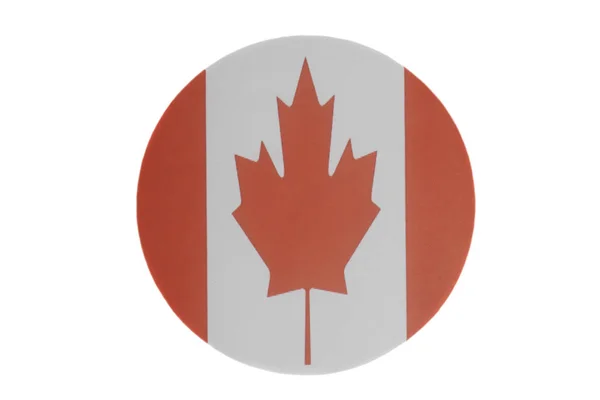 Kanadan Pyöreä Lippu Eristetty Valkoisella Taustalla — kuvapankkivalokuva