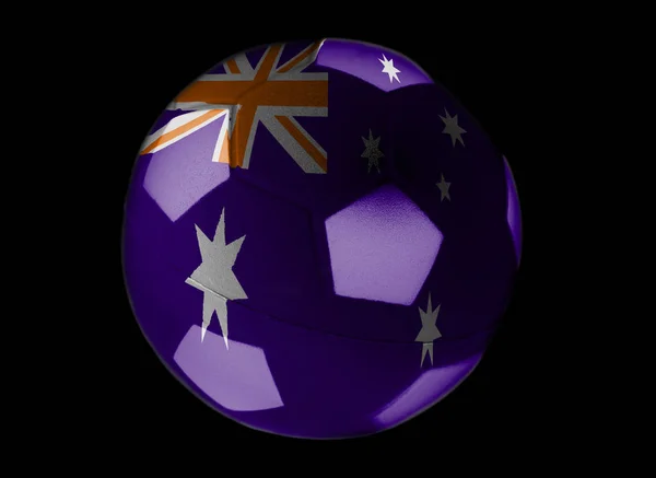 Vlajka Austrálie Fotbalový Míč Černém Pozadí — Stock fotografie