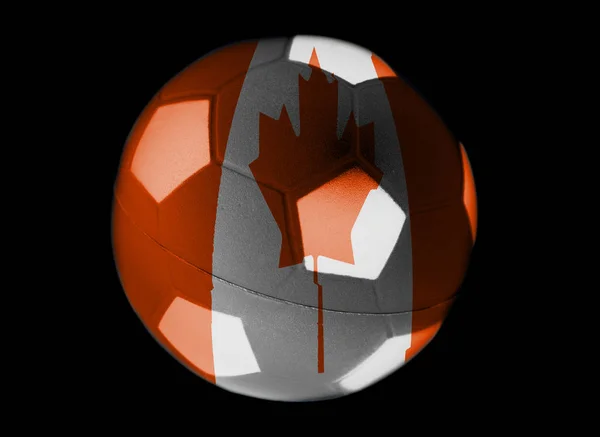 Bandeira Canadá Bola Futebol Fundo Preto — Fotografia de Stock