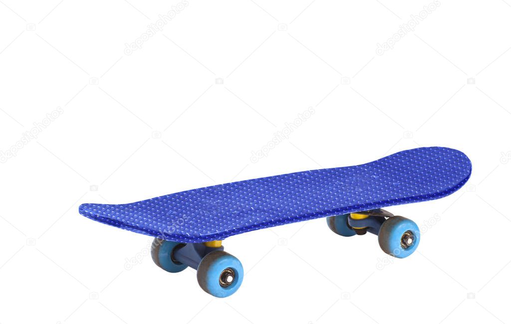 Blue Skateboard Isolated On A White Background .