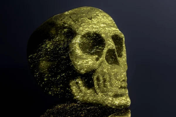 Scull Oro Con Polvo Oro Sobre Fondo Negro — Foto de Stock