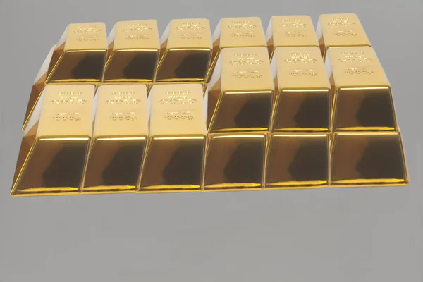 Gestapelte Goldbarren Auf Grauem Hintergrund — Stockfoto
