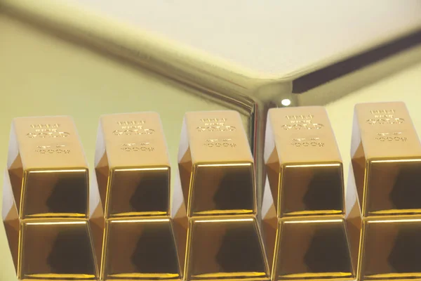 Stacked bars of gold bullion closeup .Financial concept