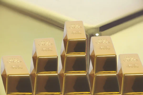 Barras Empilhadas Ouro Bullion Closeup Financial Conceito — Fotografia de Stock