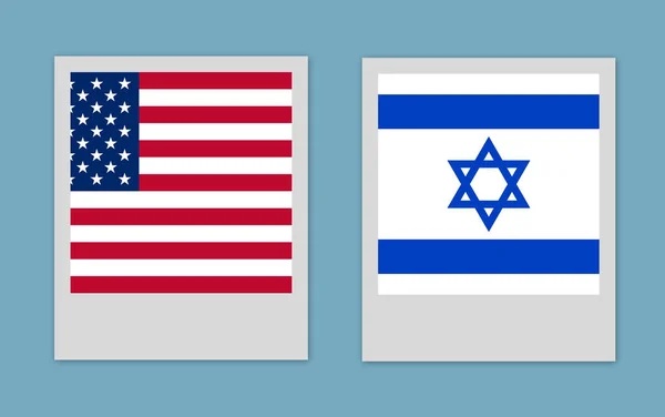 青の背景に米国およびイスラエル共和国の旗 — ストック写真