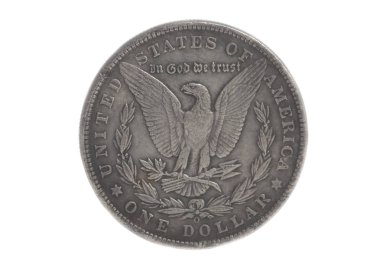 Amerikan gümüş eagle bir dolar para Isolated beyaz.