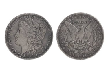 Amerikan gümüş eagle bir dolar para Isolated beyaz.