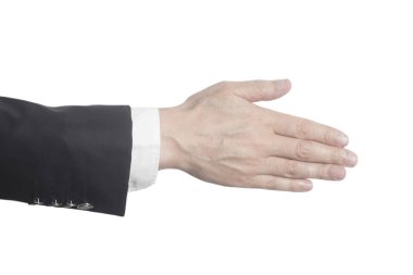 Karşılıklı jest işadamı el izole üzerinde beyaz arka plan