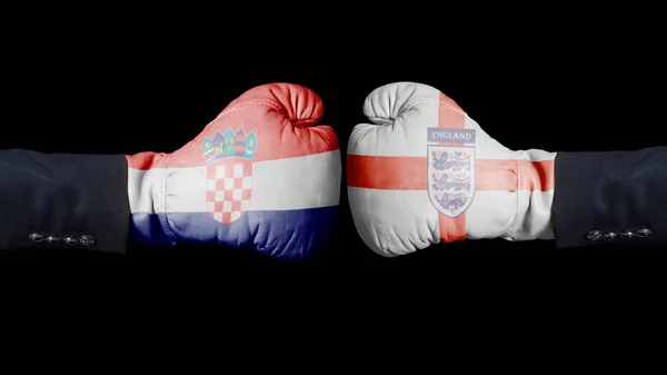 Guantes Boxeo Con Bandera Selección Fútbol Croacia Tres Leones Inglaterra — Foto de Stock