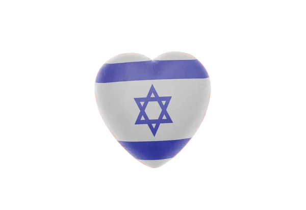Serce Flagą Izraela Białym Tle — Zdjęcie stockowe