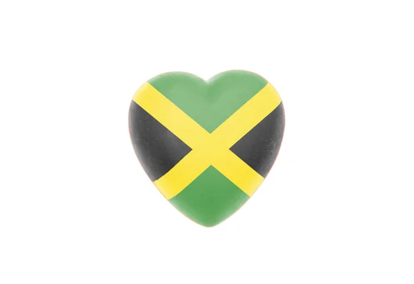 Cuore Con Bandiera Giamaicana Isolato Sfondo Bianco — Foto Stock