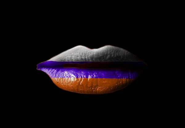 Lips Russian Flag Black Background — Stock Photo, Image