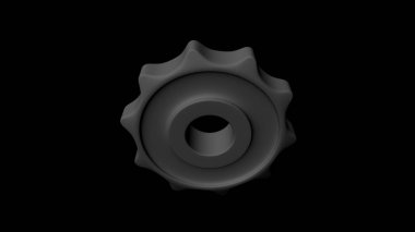 siyah bir arka plan üzerinde izole 3d işleme dişli