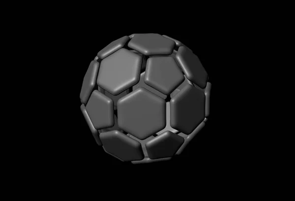 黑色背景下的足球3D — 图库照片