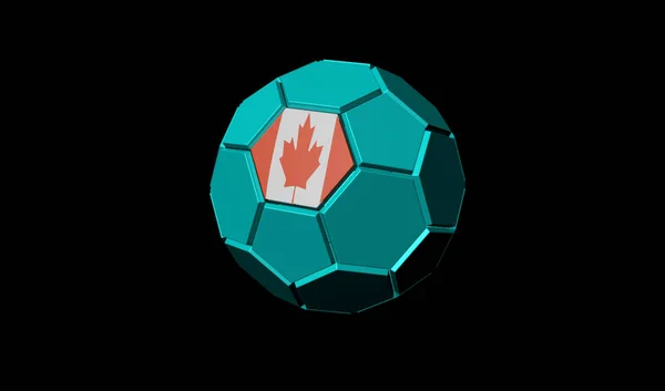 Činí Fotbal Míč Vlajka Kanada Izolovaná Černém Pozadí — Stock fotografie