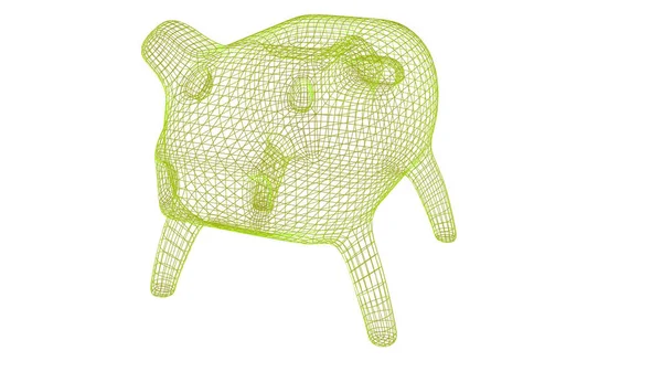 Piggy Bank wireframe poly mesh 3d render illustration Isolated on White Background