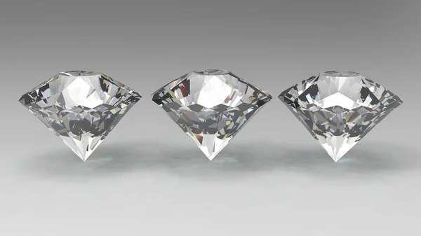 Diamantes Renderizar Fundo Cinza — Fotografia de Stock