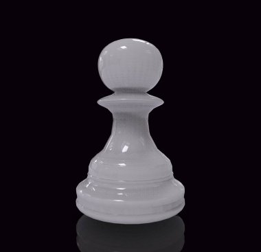 siyah bir arka plan üzerinde izole 3d render beyaz satranç taşları