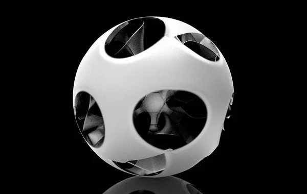 Spherical Ball Rendering Terisolasi Pada Latar Belakang Hitam — Stok Foto