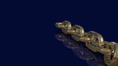 Altın zincir 3d render mavi bir arka plan üzerinde