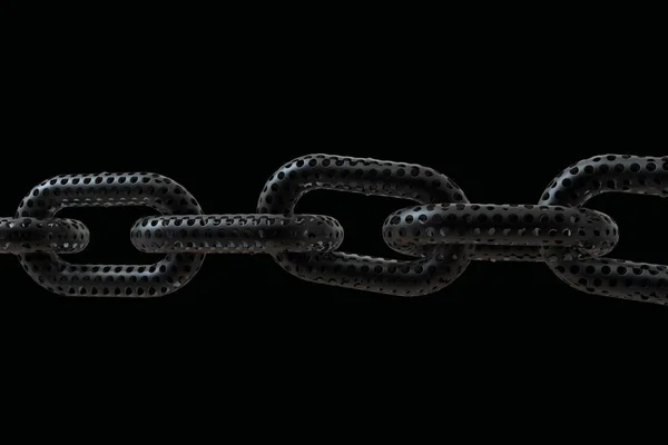 Metal Chain Rendering Isolated Black Background — Stock Photo, Image