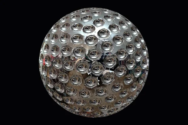 Silver Golf Ball Renderizado Aislado Sobre Fondo Negro —  Fotos de Stock