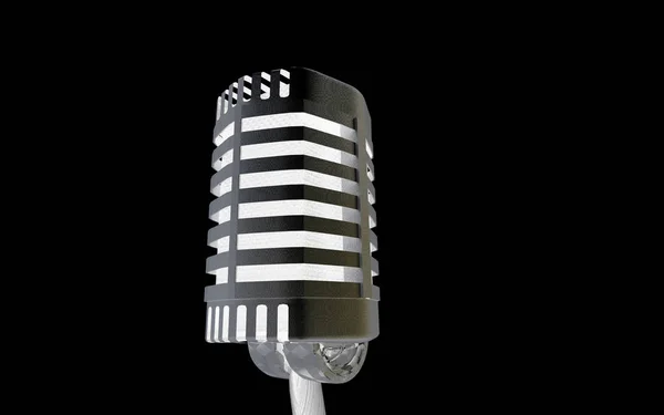 Vintage Metal Studio Microphone Rendering Isolated Black Background — Stock Photo, Image