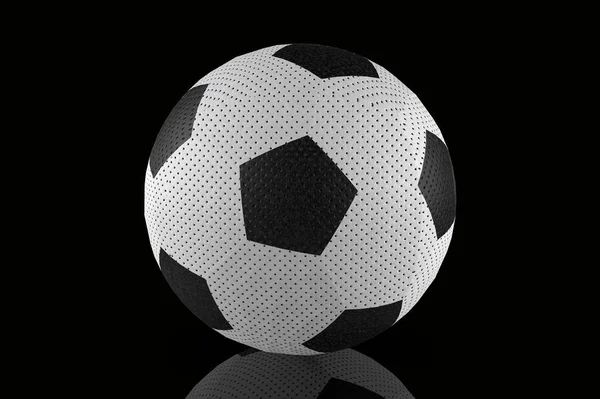 Καθιστούν Μπάλας Ποδοσφαίρου Απομονωμένη Μαύρο Φόντο — Φωτογραφία Αρχείου
