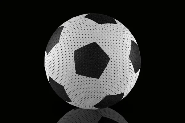 Renderização Bola Futebol Isolado Fundo Preto — Fotografia de Stock