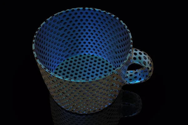 Kaffee Dekorative Tasse Render Auf Schwarzem Hintergrund — Stockfoto