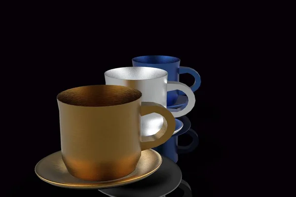 Dekorative Kaffeebecher Render Auf Schwarzem Hintergrund — Stockfoto