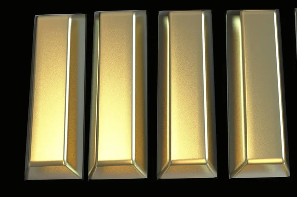 Bars Gold Bullion Render Black Financial Concept — Stock Photo, Image