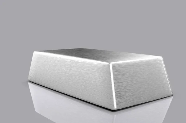 Срібний Злиток Рендерингу Сірому Фоні — стокове фото