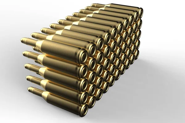 Golden Bullets Renderizado Aislado Sobre Fondo Blanco — Foto de Stock