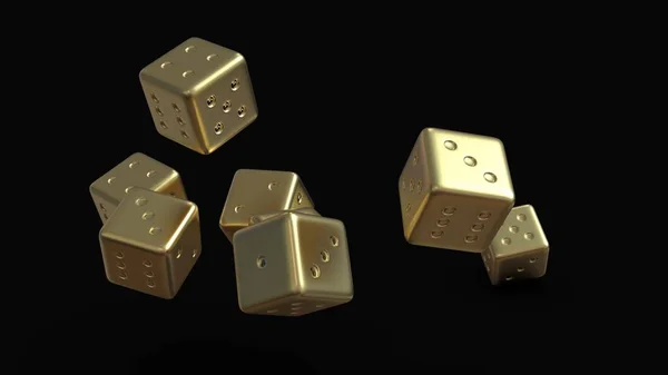 Arany játék dobókocka 3d — Stock Fotó