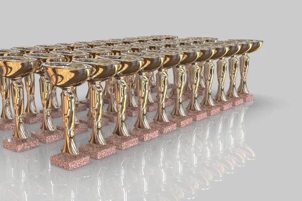 Золотий трофей чашки 3d візуалізації — стокове фото